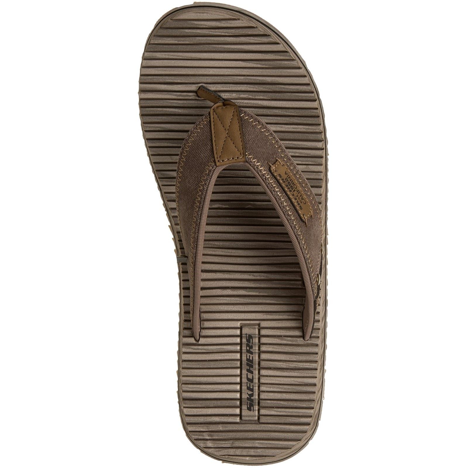 Skechers Quill Textile Men's Brown Flip Flops