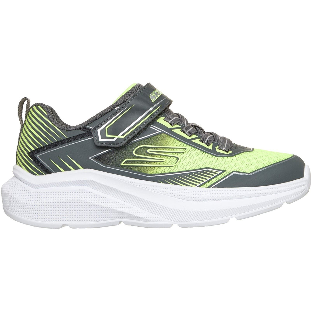 Skechers Microspec Velocity Grid-Drift Charcoal/Yellow & Silver Trainers