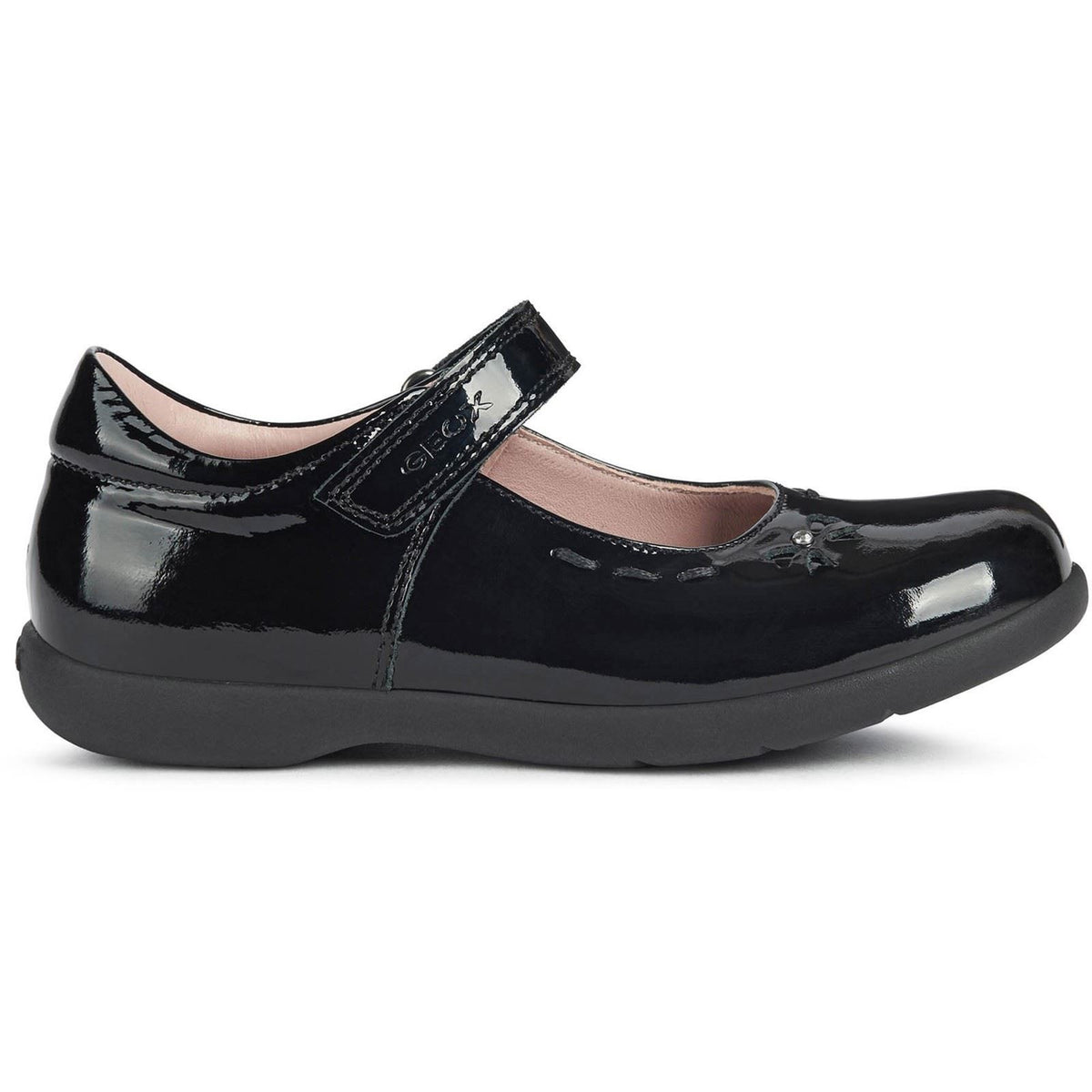 Geox J Naimara G.A Leather Black Patent Shoes