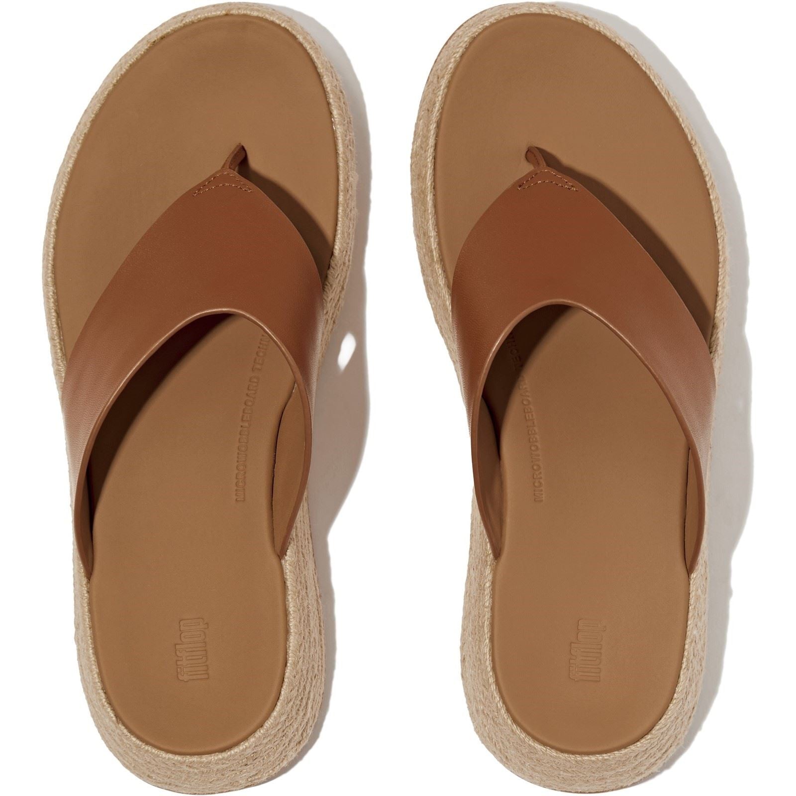 Fitflop F-Mode Toe Post Espadrille Leather Women's Deep Tan Sandals