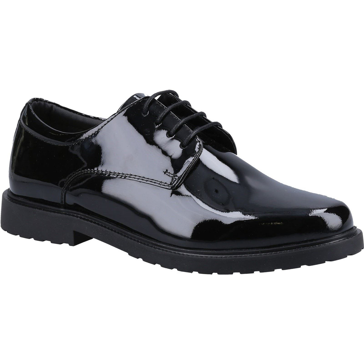Hush Puppies Verity Slip On Leather Women's Patent Black Brogues Shoes