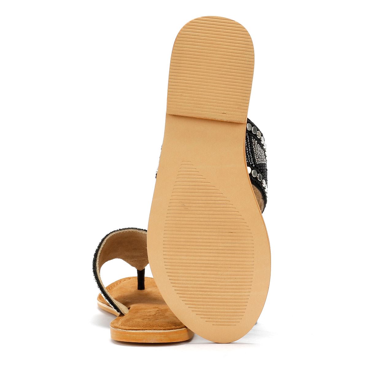 Tower London Toepost Women's Black Metallic Sandals