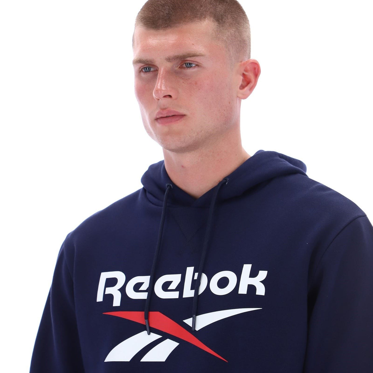 Reebok Trent 2-Col Logo Hoody Cotton Men's Blue Hooded Sweatshirt