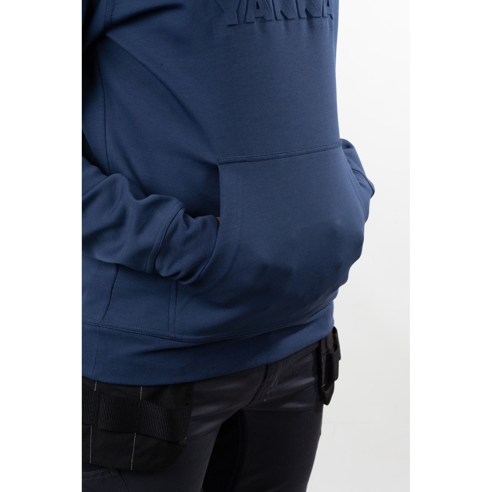Hard Yakka Embossed Pullover Cotton Men's Blue Hooded Sweatshirt