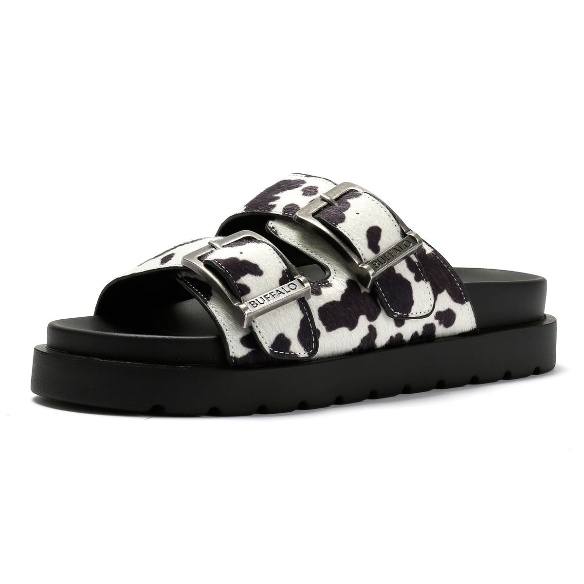 Buffalo Raya Ari Women's Black/White Cow Sandals