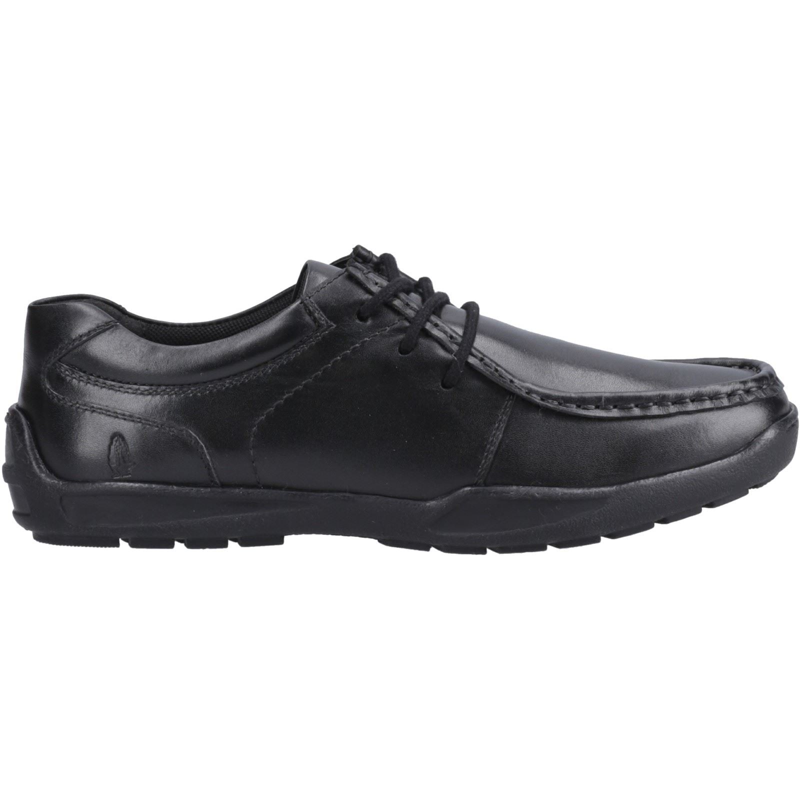 Hush Puppies Mackenzie Leather Youth Boy's Black Lace-Up Shoes