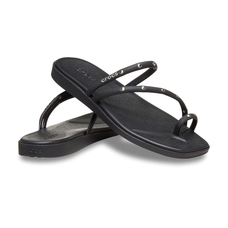 Crocs Miami Studded Toe Loop Thermoplastic Women's Black Sandals