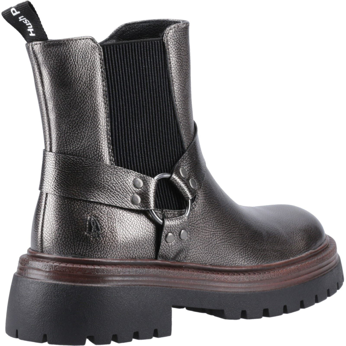 Hush Puppies Raye Leather Women's Pewter Flat Chelsea Boots