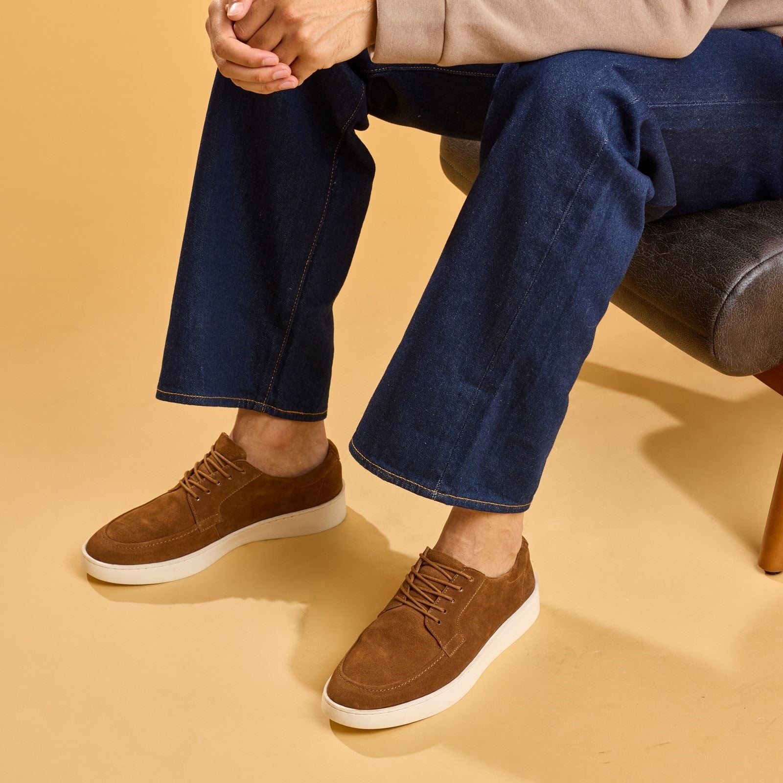 Hush Puppies Riven Lace Up Leather Men's TAN Lace-Up Shoes
