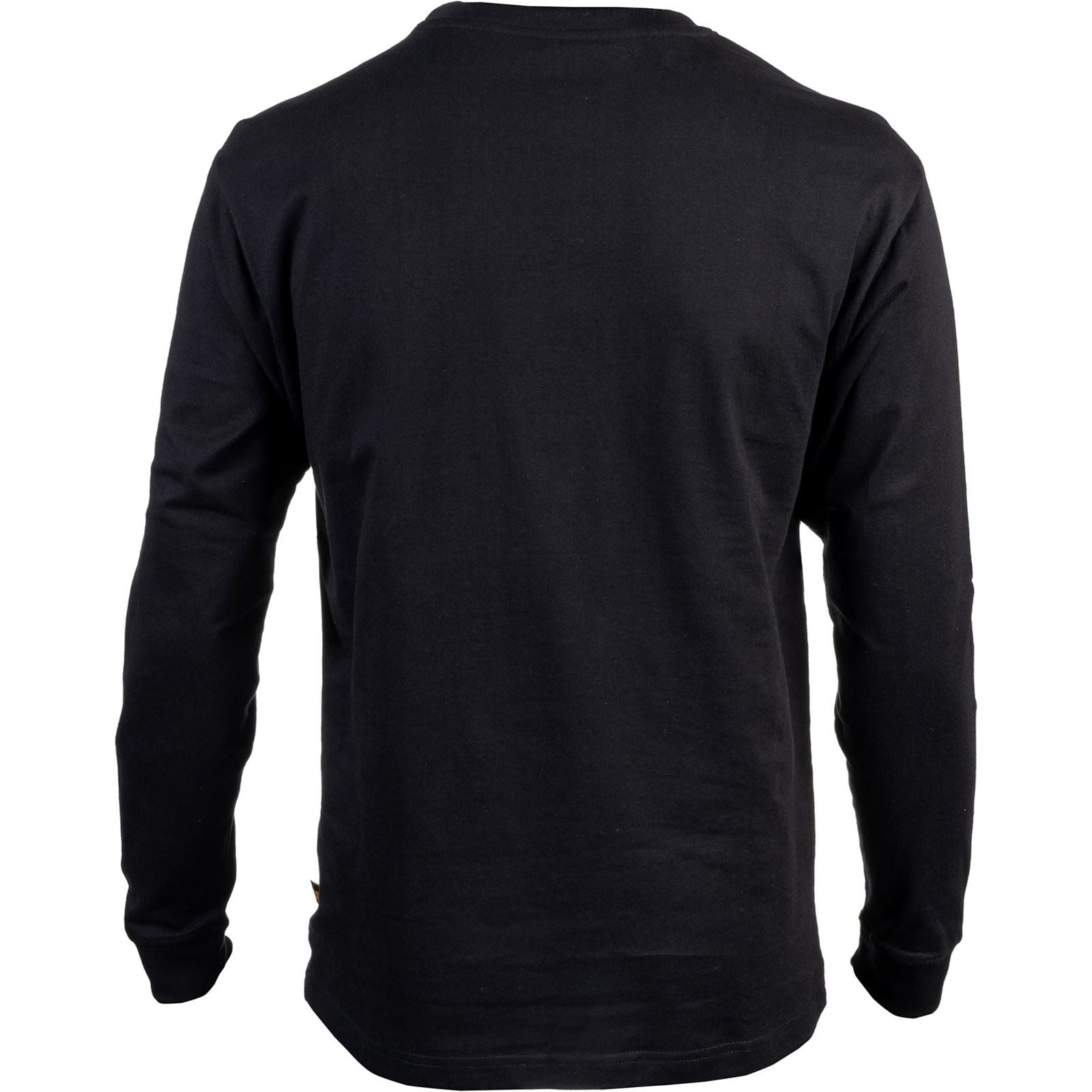 Caterpillar Trademark Banner Long Sleeve Cotton Men's Black T-Shirt