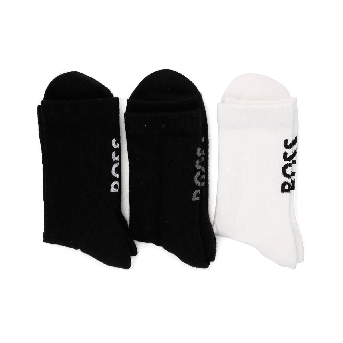 Boss 3 Pack Logo UK 6 - 11 Men's Black / White Calf High Socks