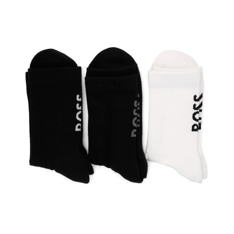Boss 3 Pack Logo UK 6 - 11 Men's Black / White Calf High Socks