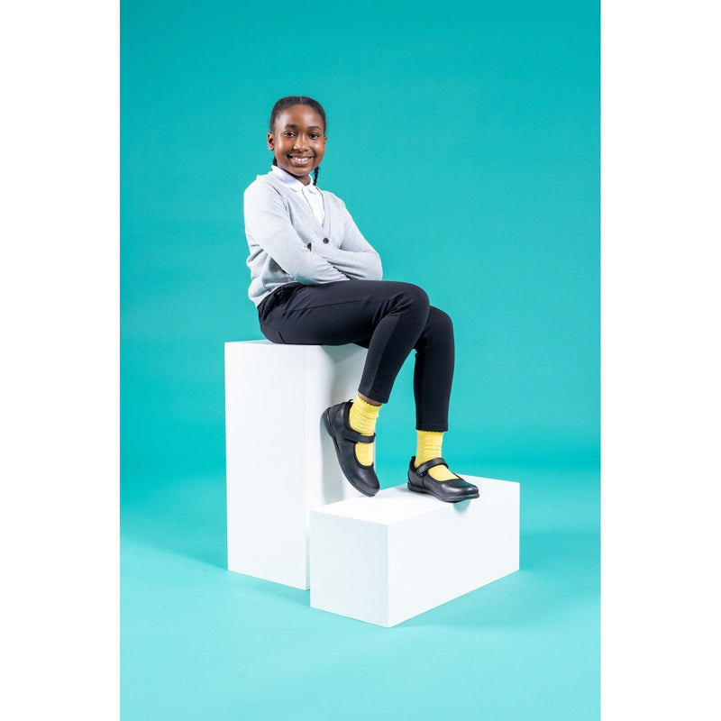 Hush Puppies Bianca Leather Youth Girl's Black Shoes