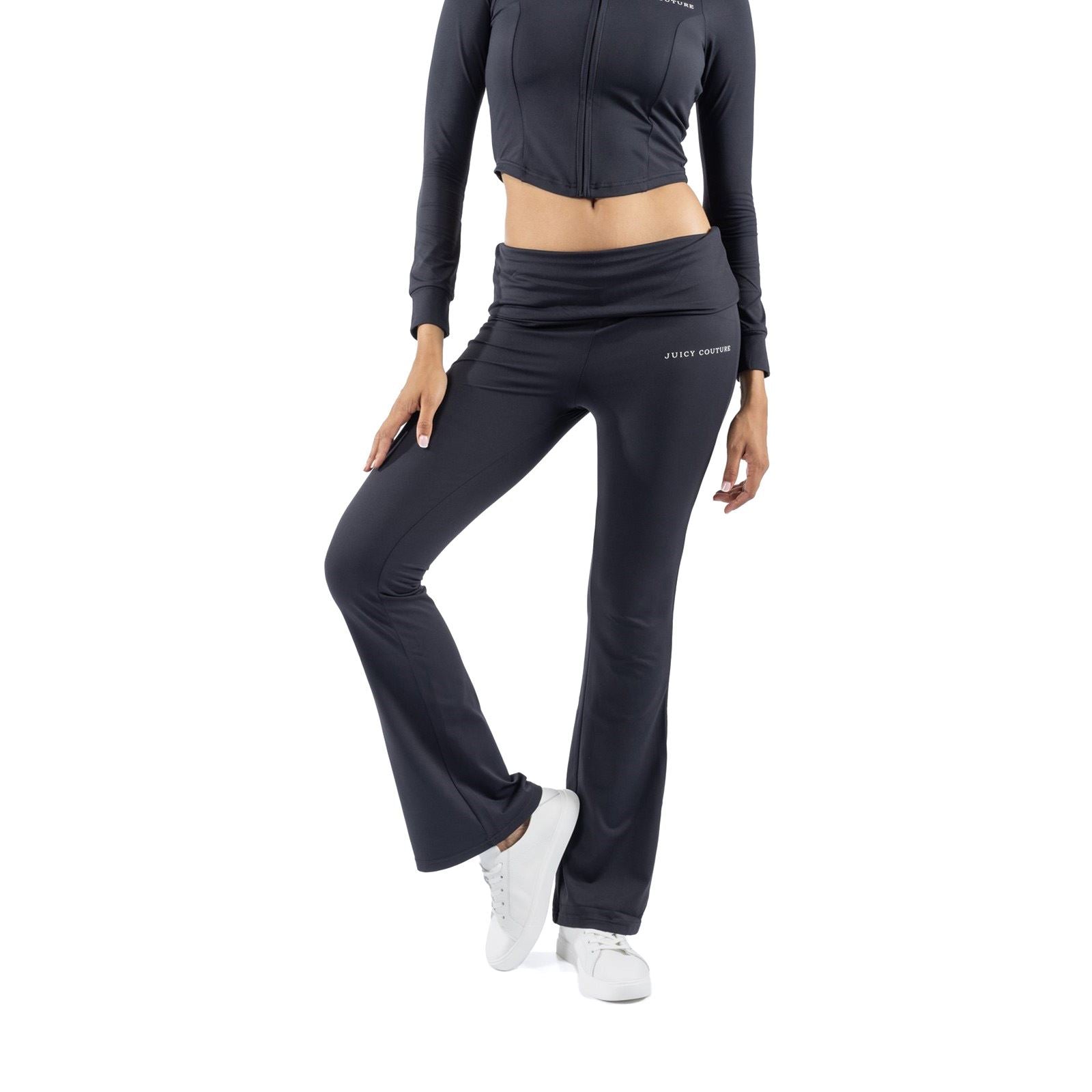 Juicy Couture Roll Down Flare Nylon Women's Black Track Pants