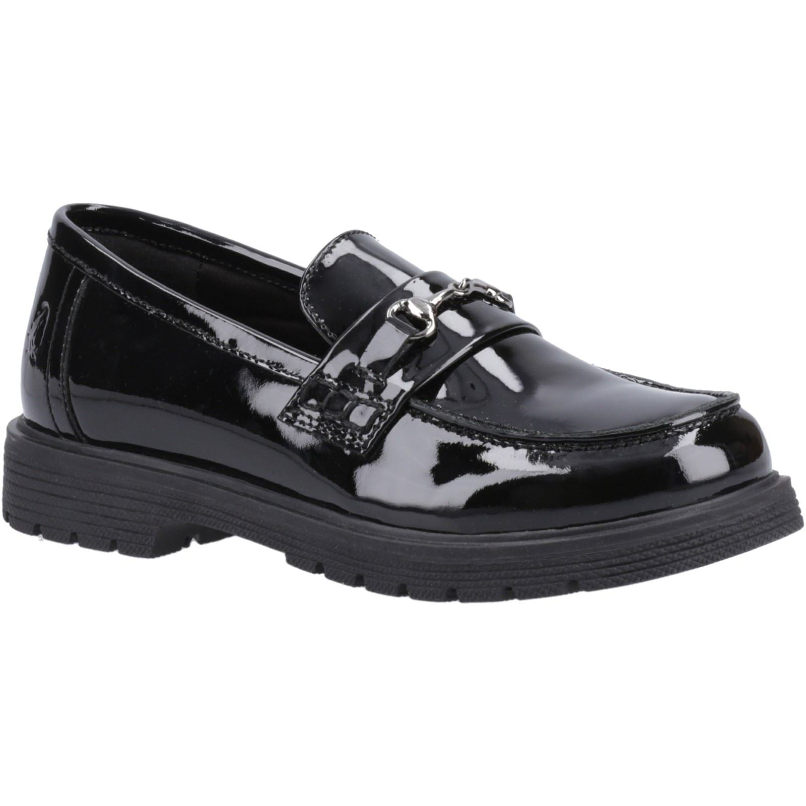 Hush Puppies Lydia Patent Leather Youth Girl's Black Loafers