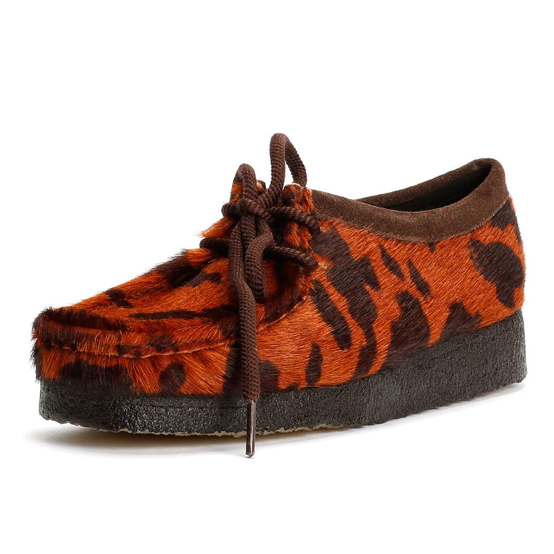 Clarks Originals Wallabee Women's Brown Cow Print Shoes
