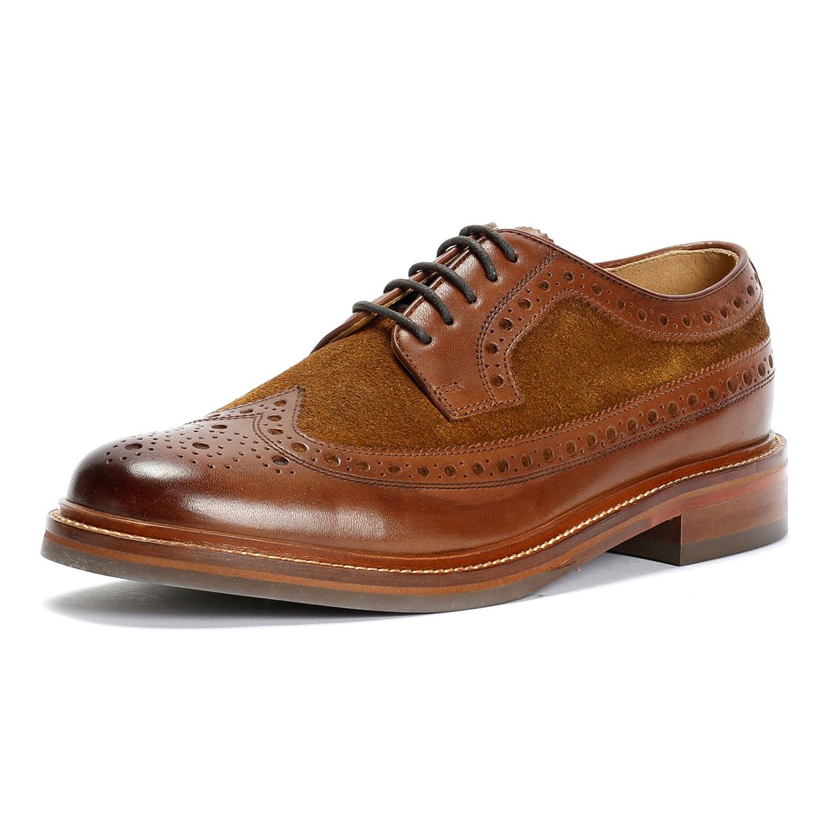 Chapman & Moore Longwing Brogue Leather/Suede Men's Mahogany/Tobacco Shoes
