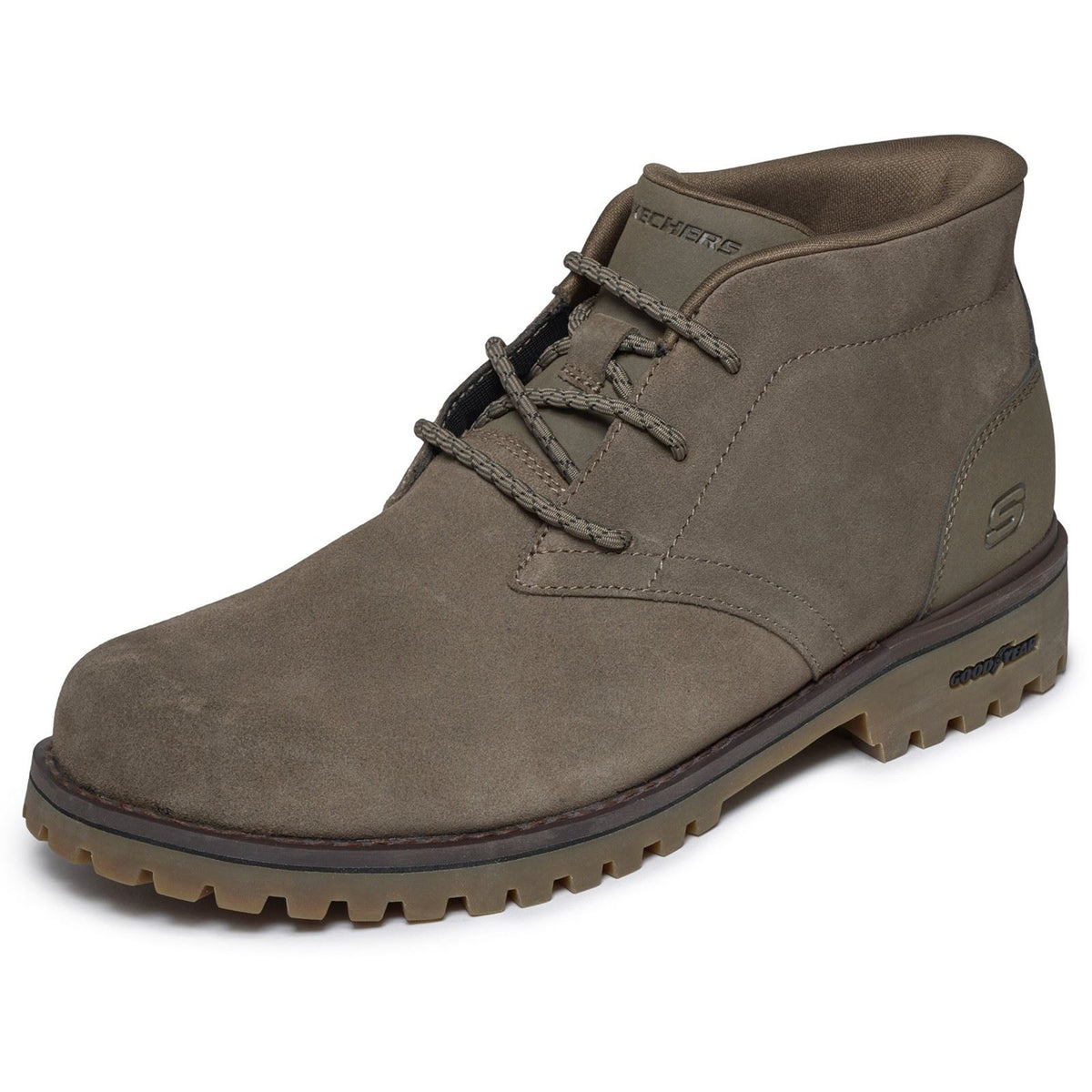 Skechers Quintero Damien Leather Men's Dark Taupe Ankle Boots