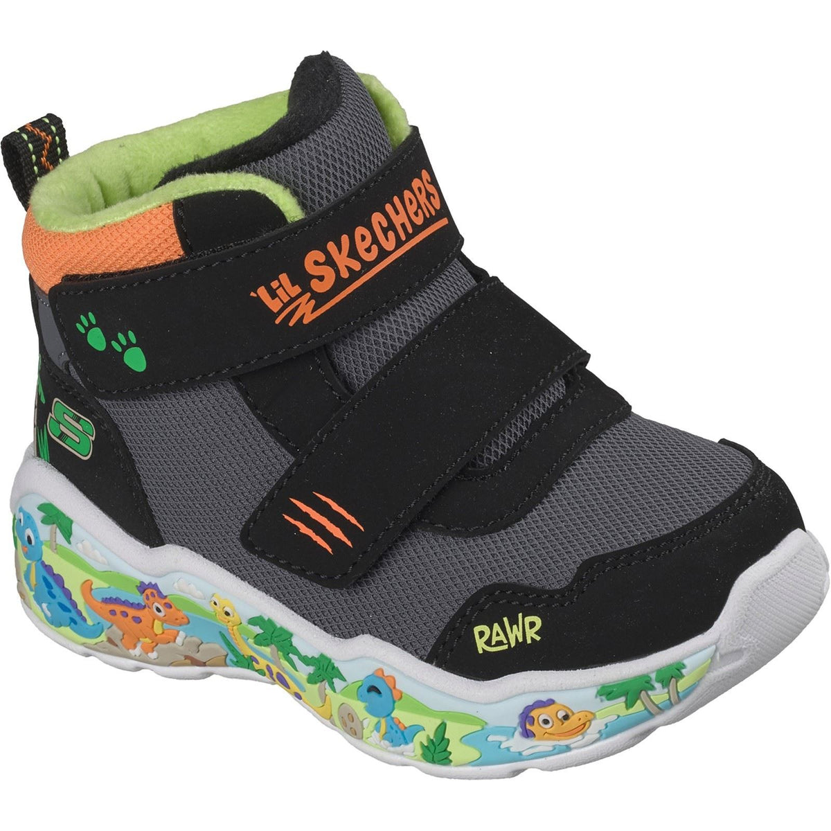 Skechers Play Scene Frosty Pals Black/Charcoal/Orange Trainers