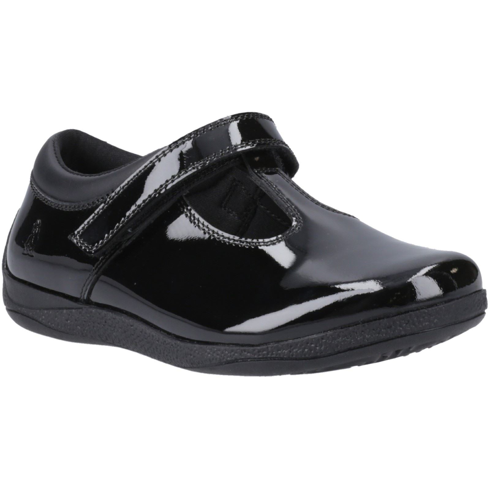 Hush Puppies Caitlin T-Bar Leather Youth Girl's Black Shoes