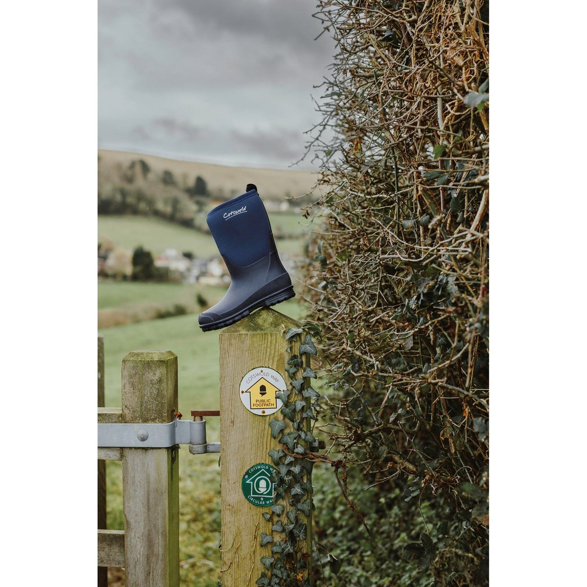 Cotswold Kids Hilly Synthetic Navy Wellington Boots