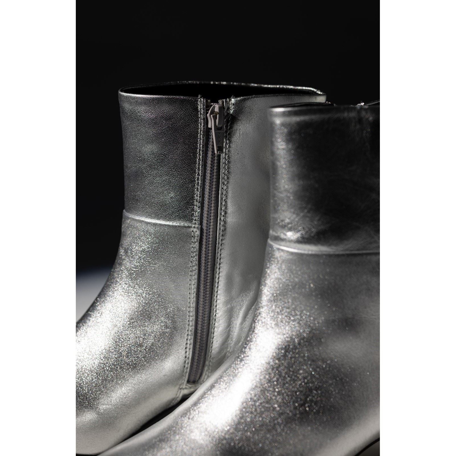 Hush Puppies Nahla Heel Leather Women's Silver Heeled Ankle Boots