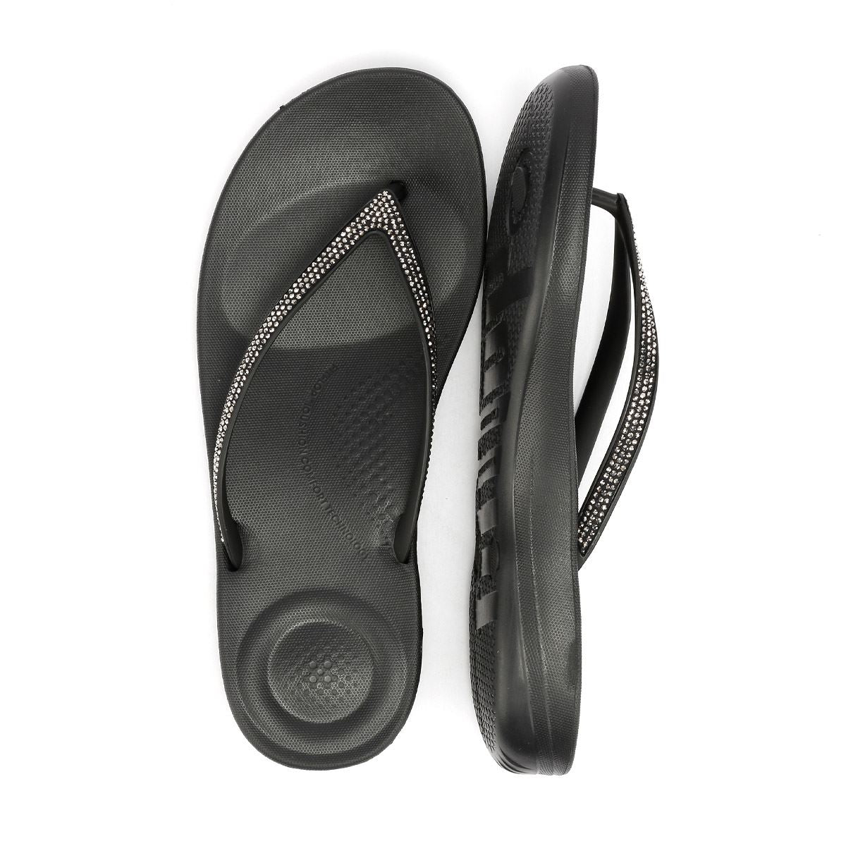 FitFlop Iqushion Sparkle Rubber Women's Black Flip Flops