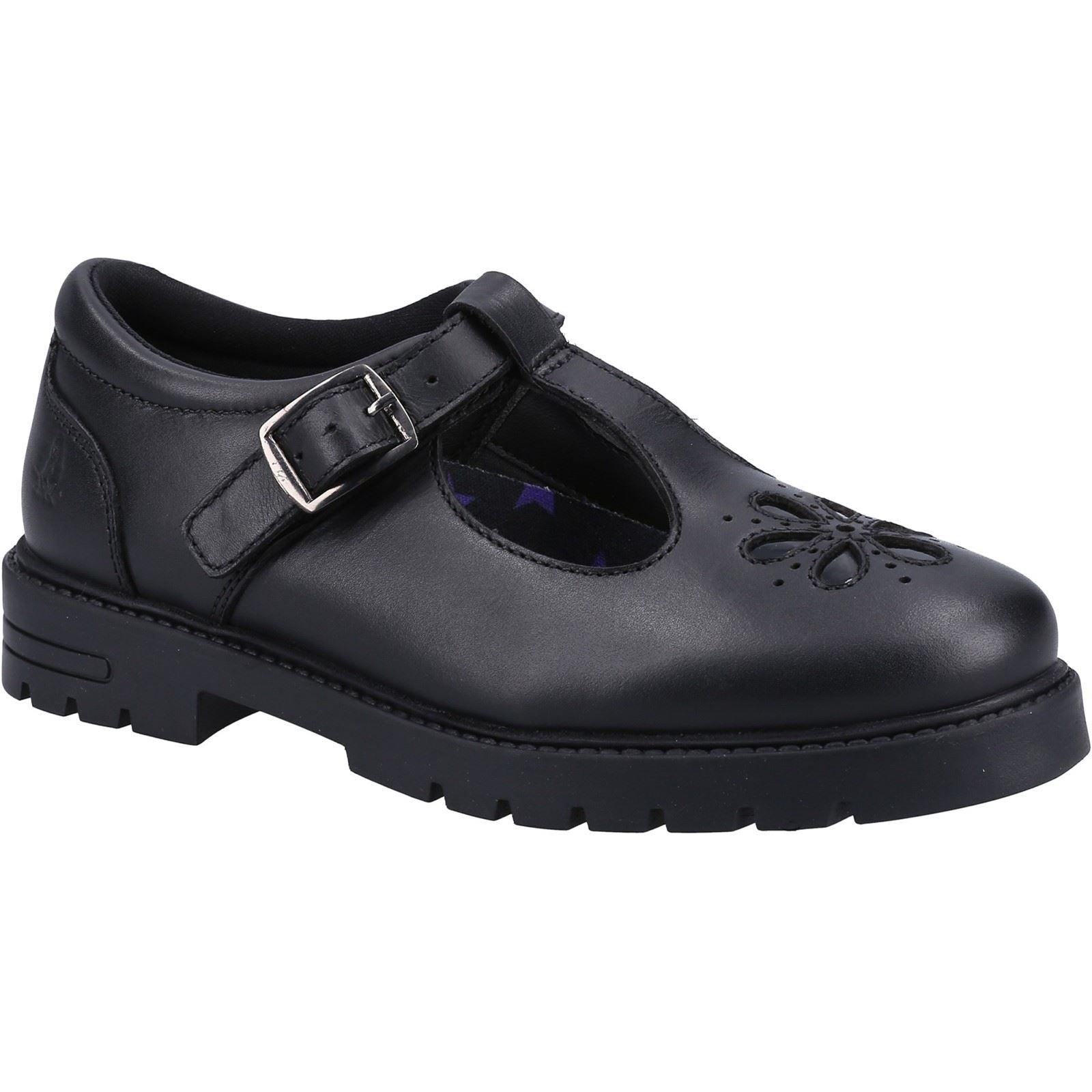 Hush Puppies Fiona Leather Youth Girl's Black Shoes