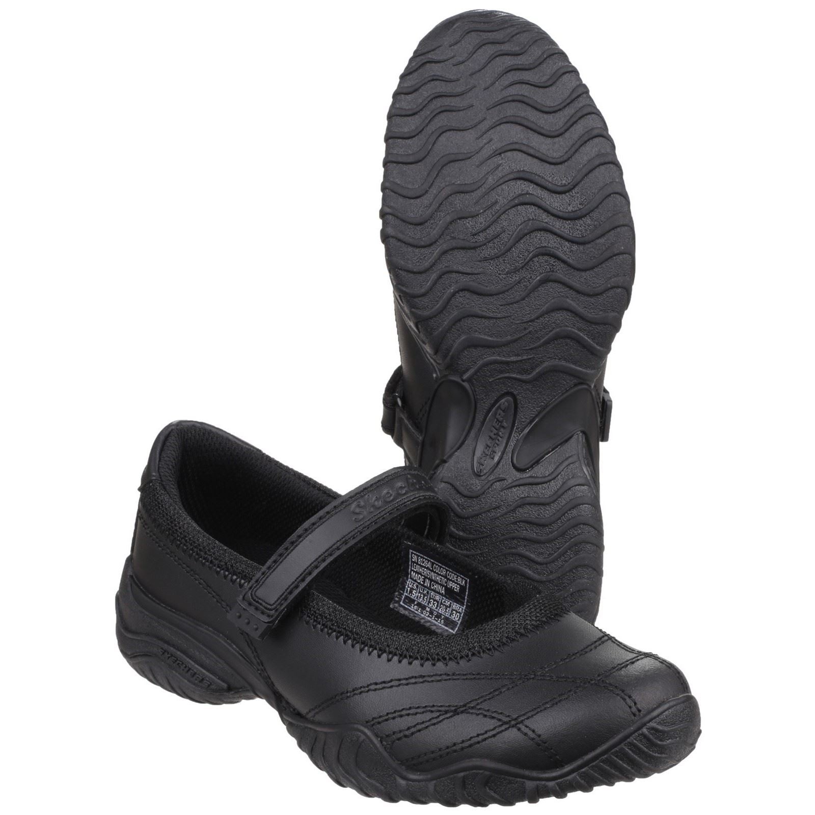 Skechers Velocity Pouty Leather Junior Black Shoes