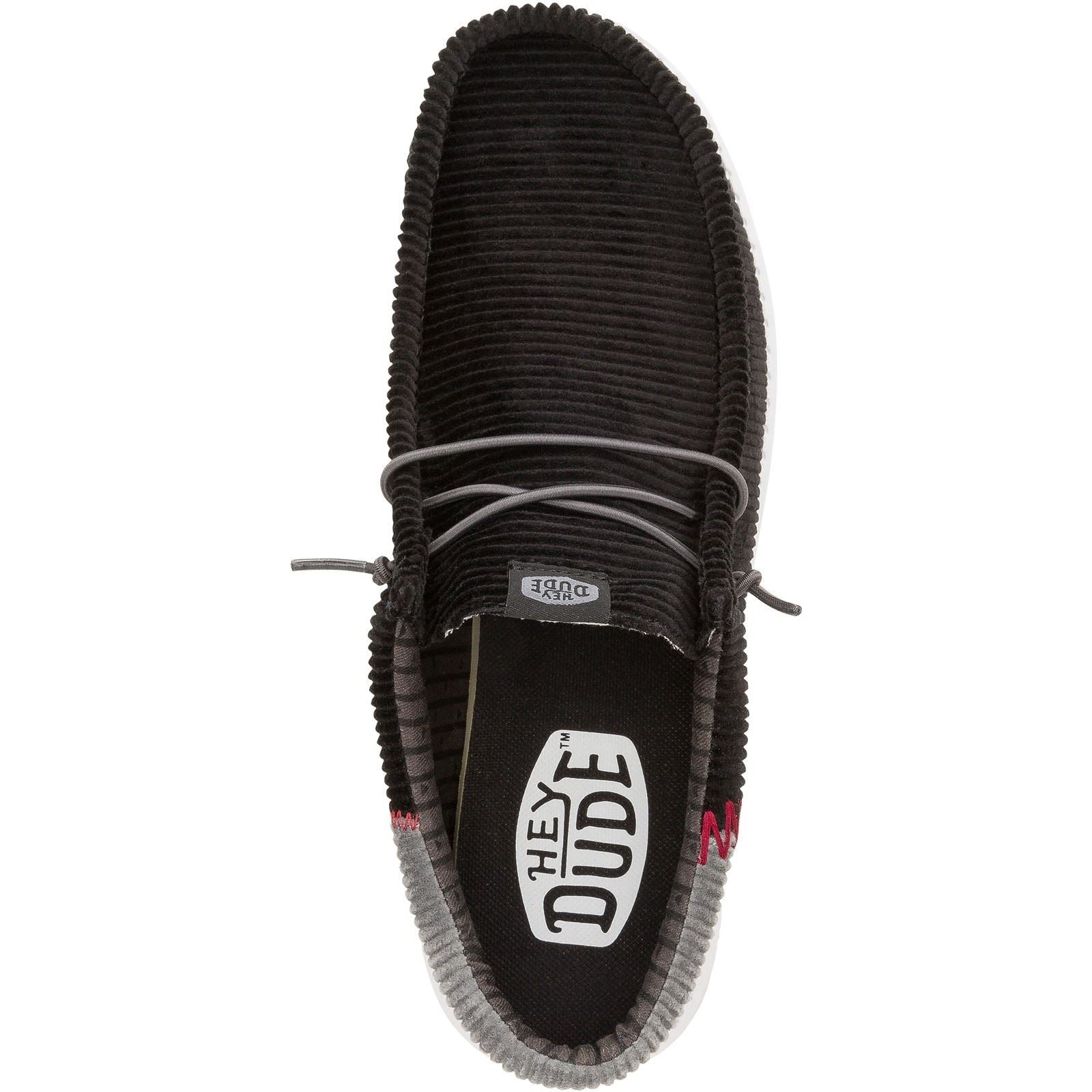 HEYDUDE Wally Funk Corduroy Textile Men's Black Shoes