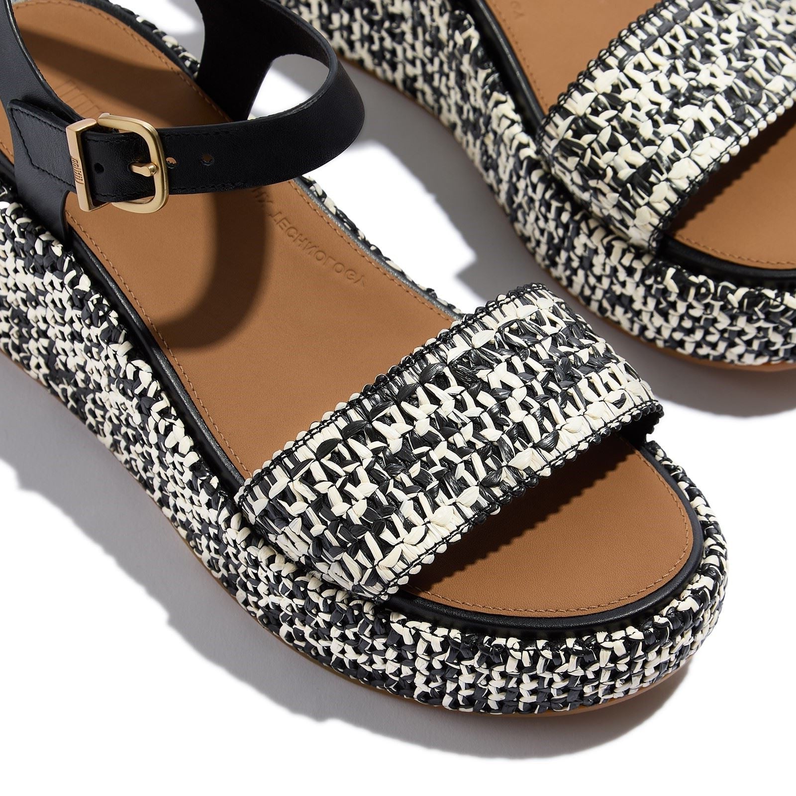 Fitflop Platfforms Wedge Faux Suede Women's Black/Ivory Sandals