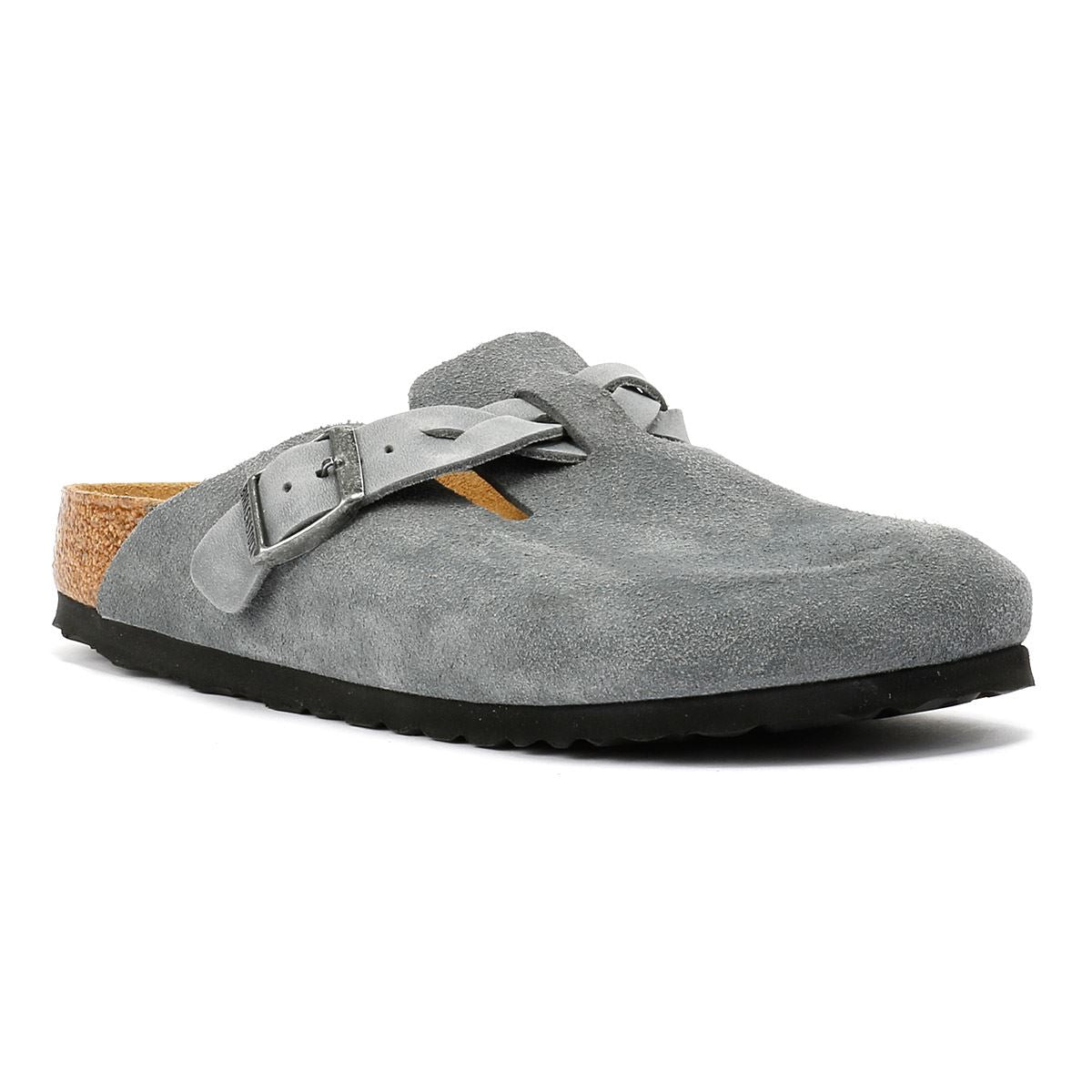 Birkenstock Boston Braided Suede Women's Basalt Grey Narow Fit Clogs