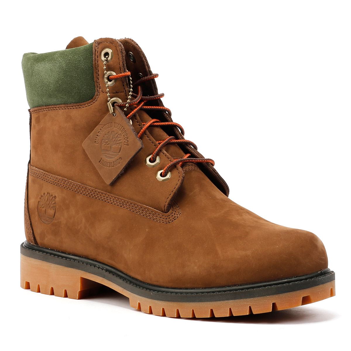 Timberland Premium 6 Inch Nubuck Men's Choc / Green Boots