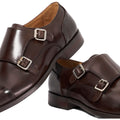 Dune Satchin Leather Men's Dark Brown Double Monk Shoes
