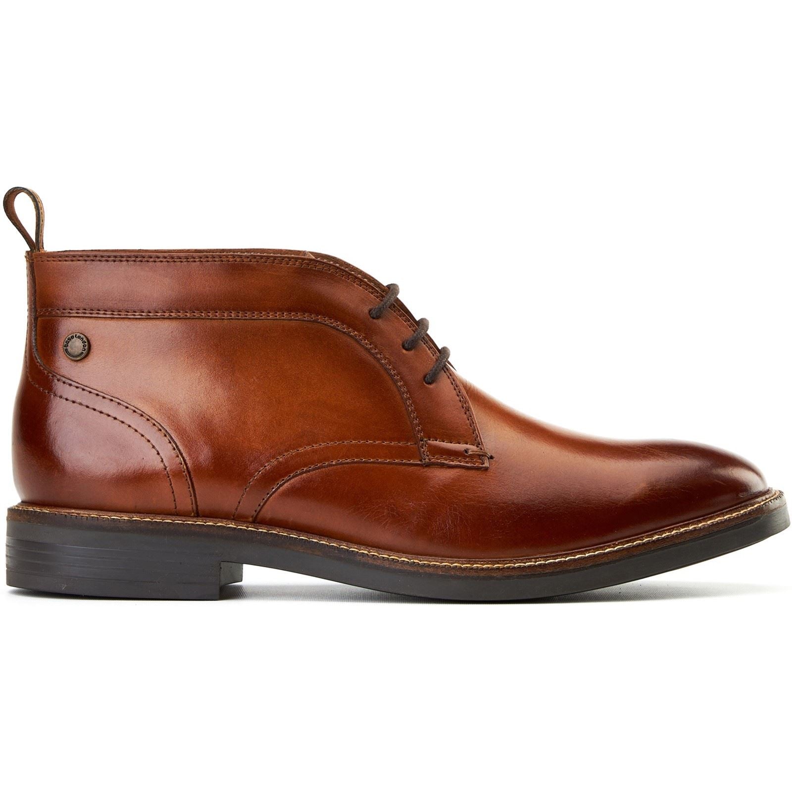 Base London Lincoln Leather Men's Burnt Tan Ankle Boots