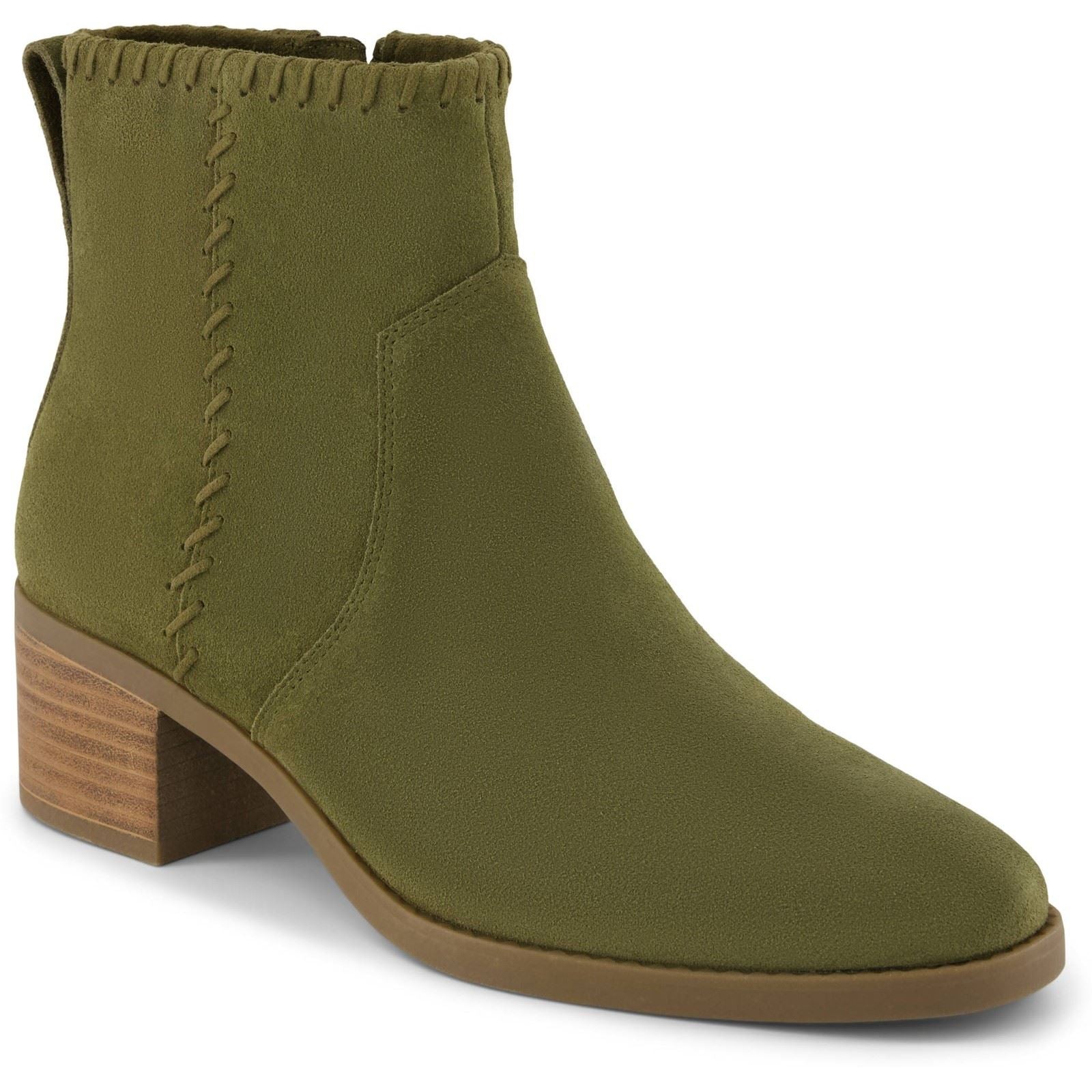 TOMS Delilah Heeled Suede Women's Khaki Heeled Ankle Boots