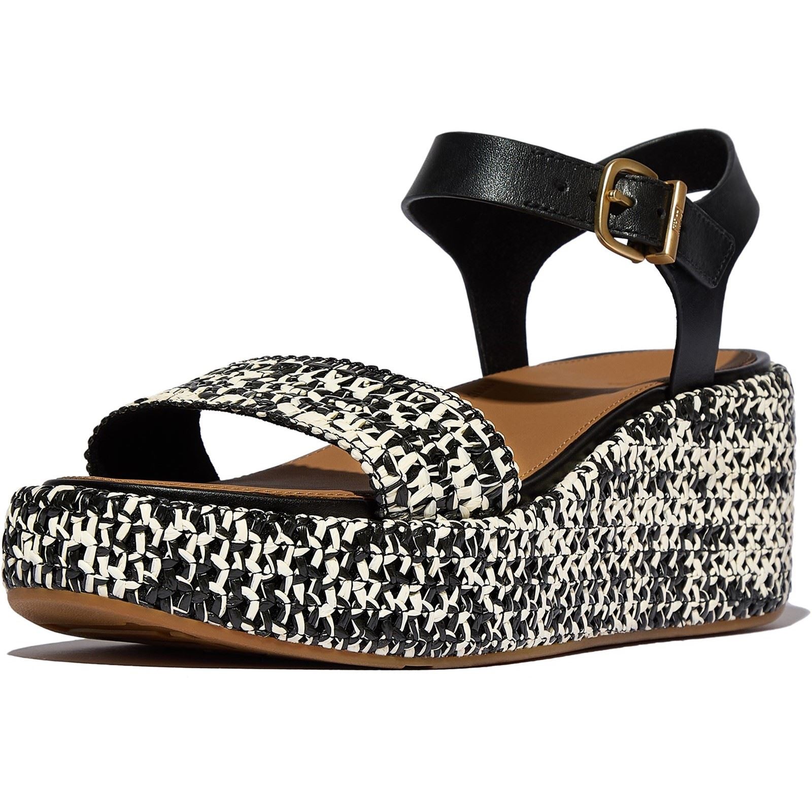 Fitflop Platfforms Wedge Faux Suede Women's Black/Ivory Sandals