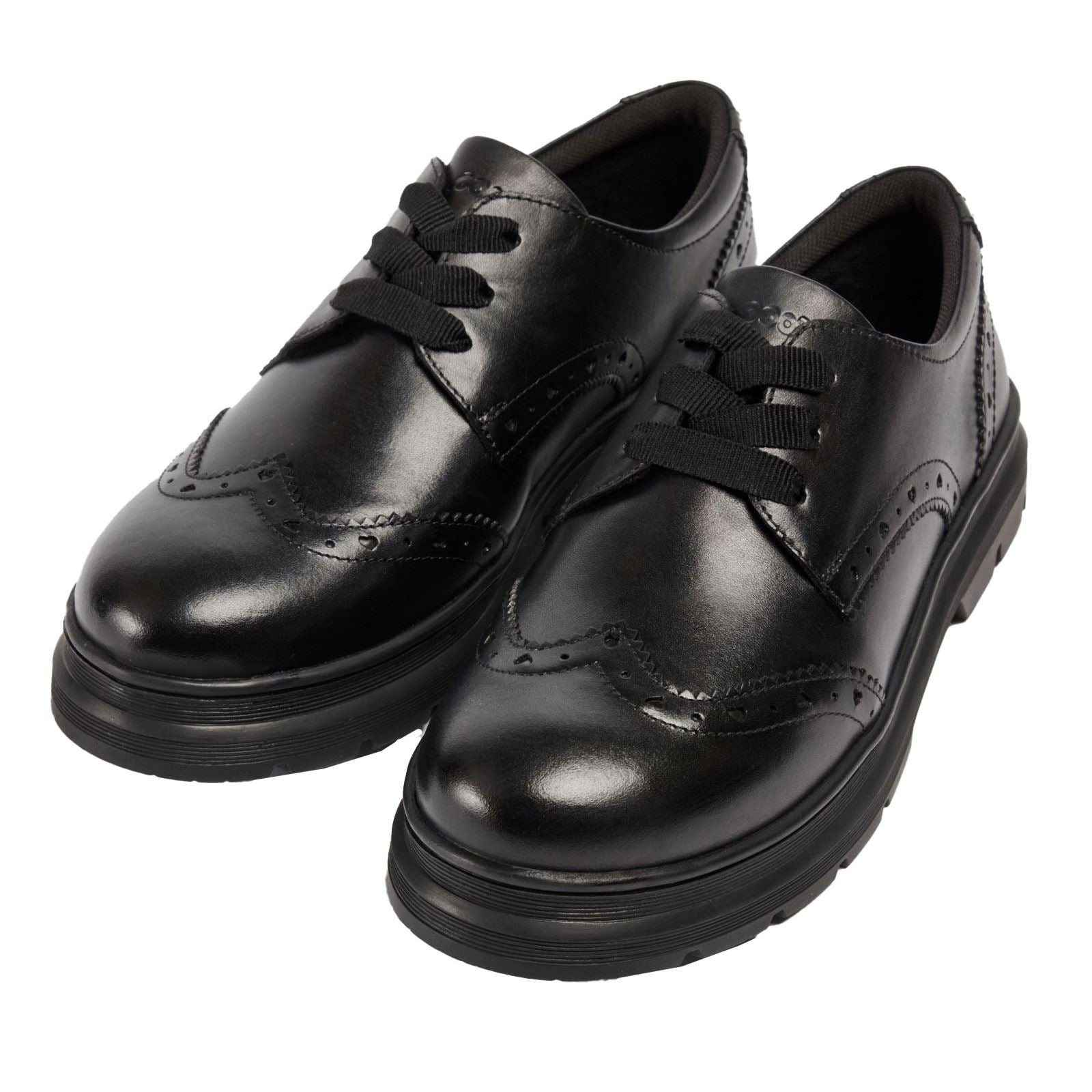 Pod Fiona Smooth Leather Youth Girl's Black Brogues
