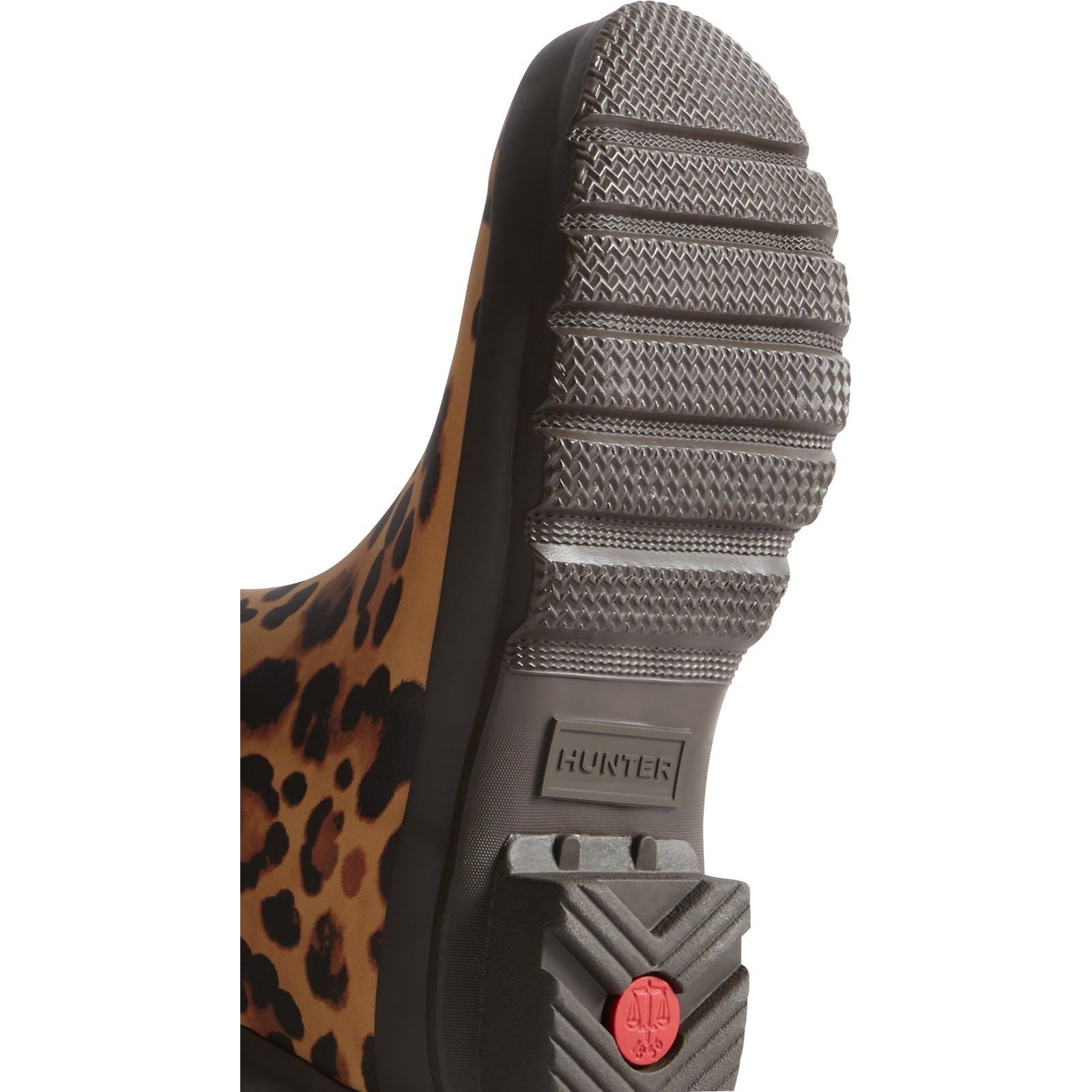 Hunter Womens Original Tall Leopard Boot Rubber Women's Leopard Print/Chocolate Brown Wellington Boots