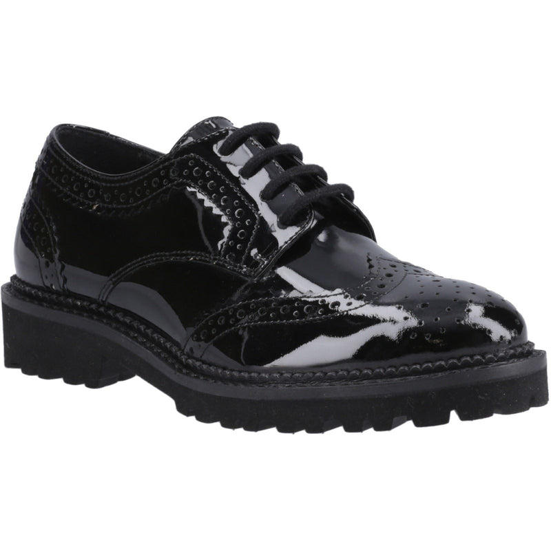 Hush Puppies Gabi Lace Up Patent Leather Junior Black Brogues