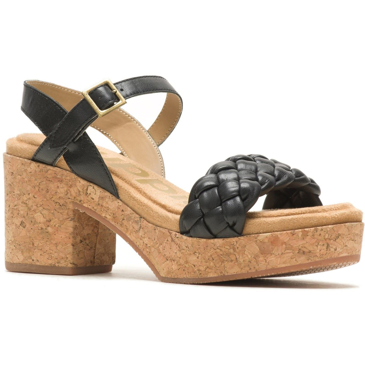 Hush Puppies Poppy Quarter Strap Leather Women's Black Heels