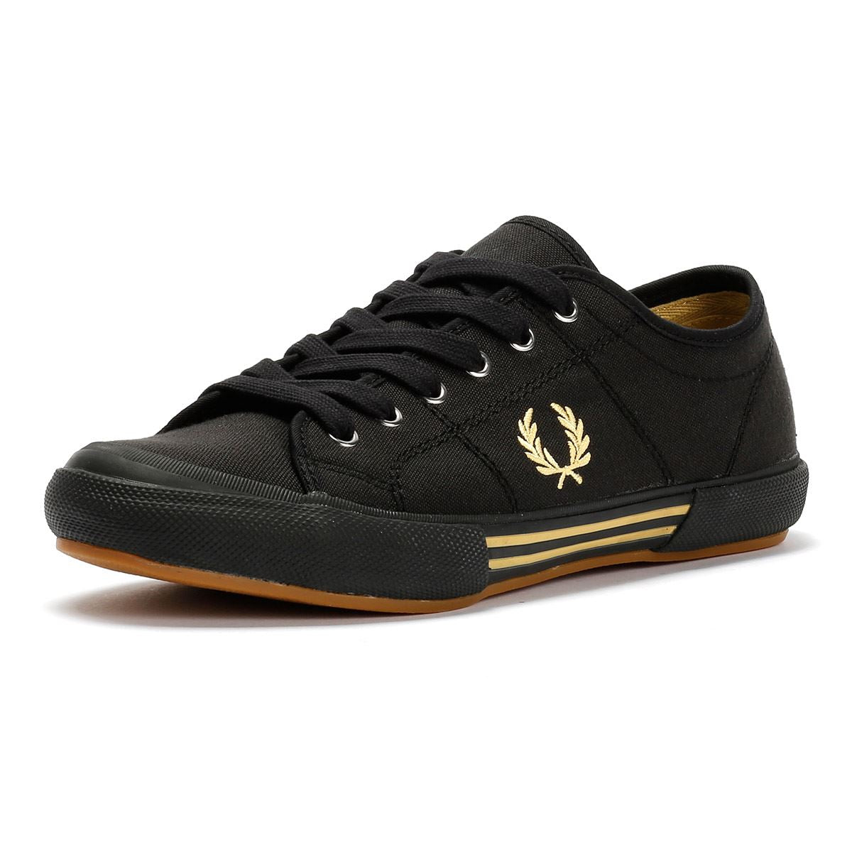 Fred Perry B708 Vintage Tennis Canvas Men's Black/Champagne Trainers
