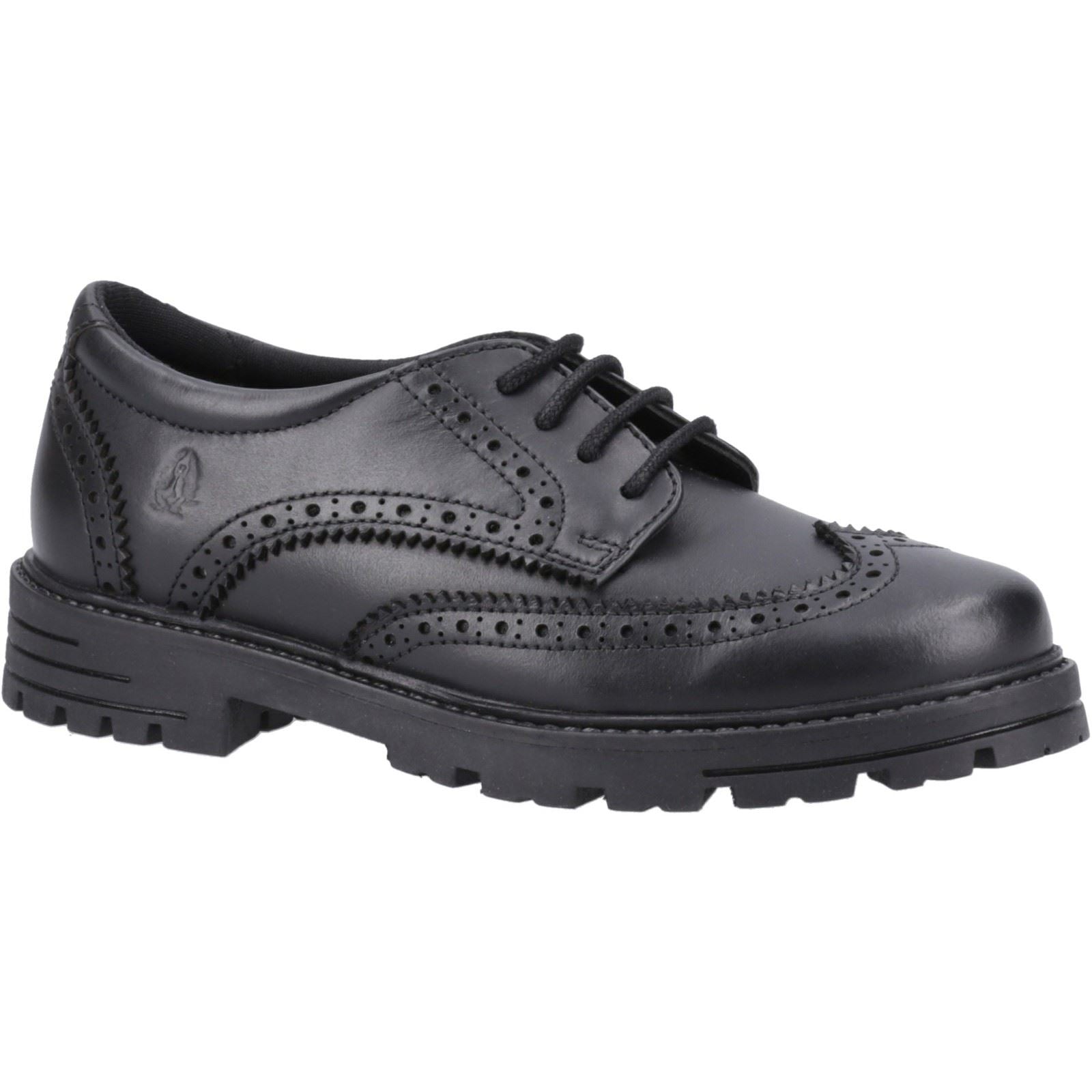 Hush Puppies Maxine Leather Youth Girl's Black Brogues