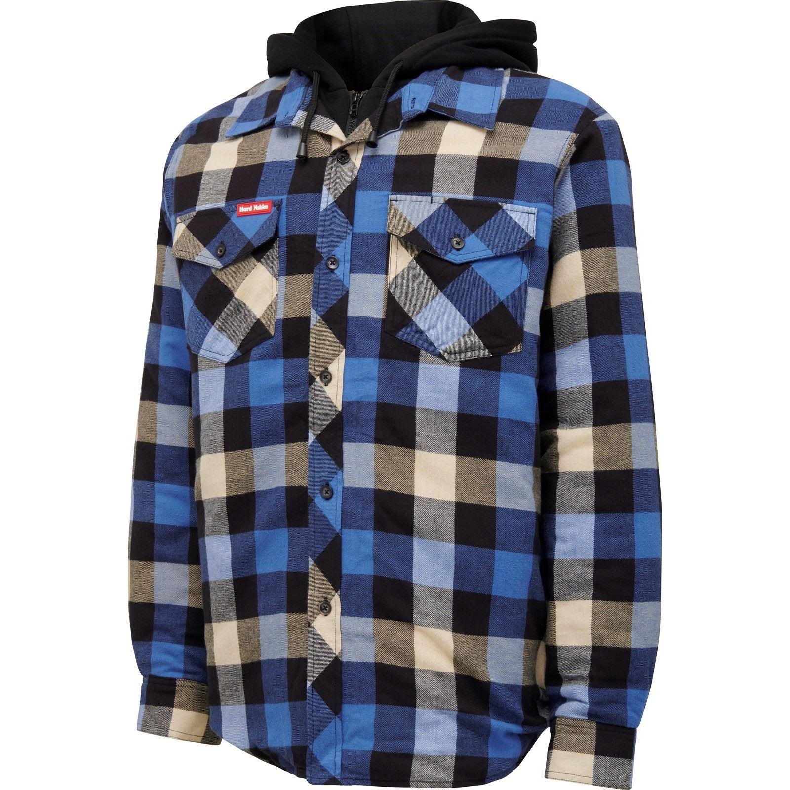 Hard Yakka Quilted Flannel Shacket Men's Blue Shirt Jacket