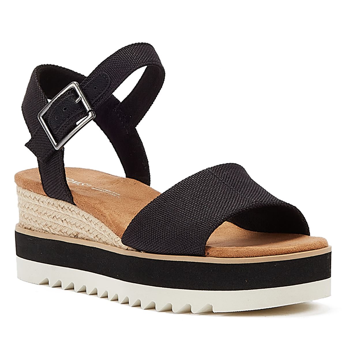 TOMS Diana Canvas Wedge Women's Black Sandals
