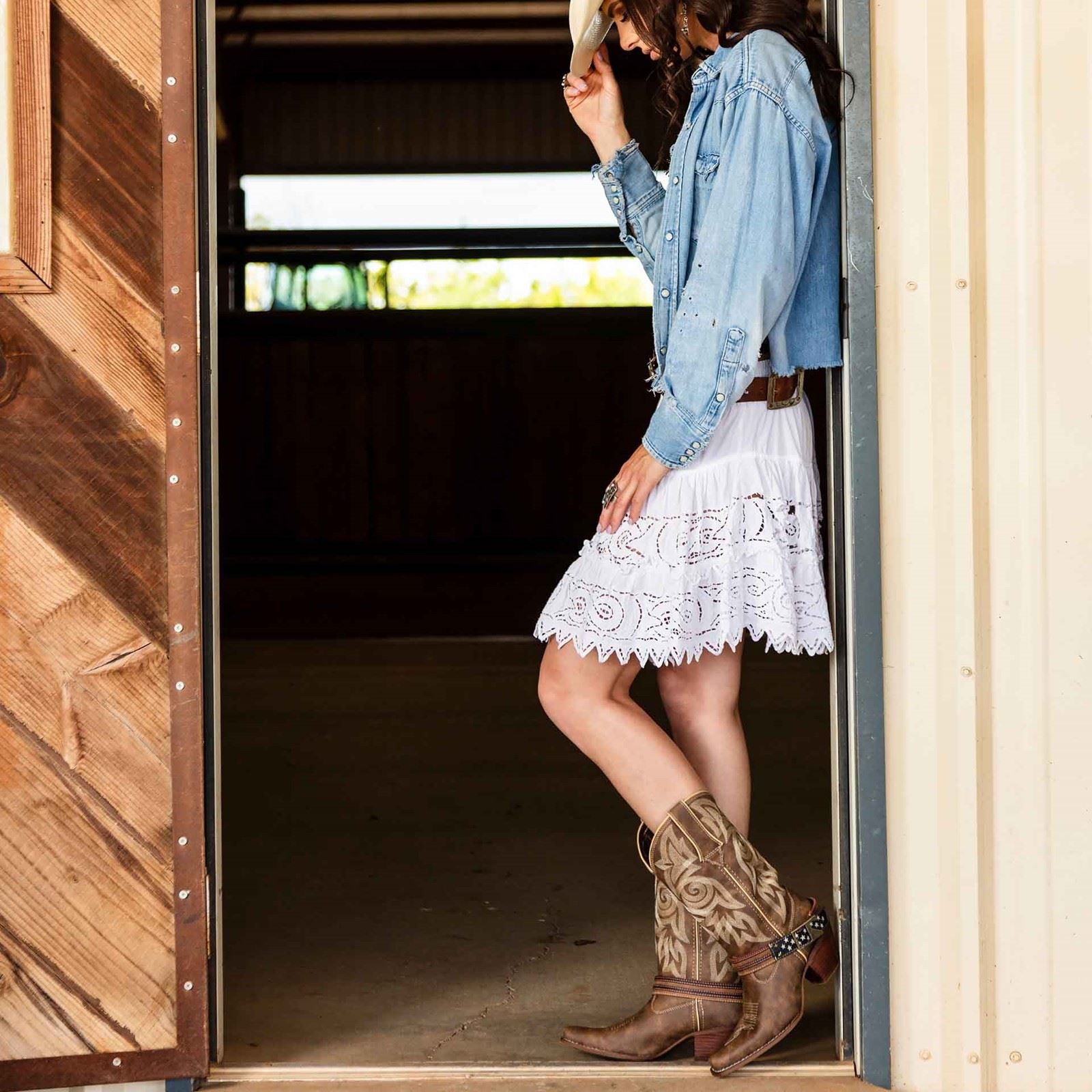 Durango Crush Flag Leather Women's Brown/Khaki Boots