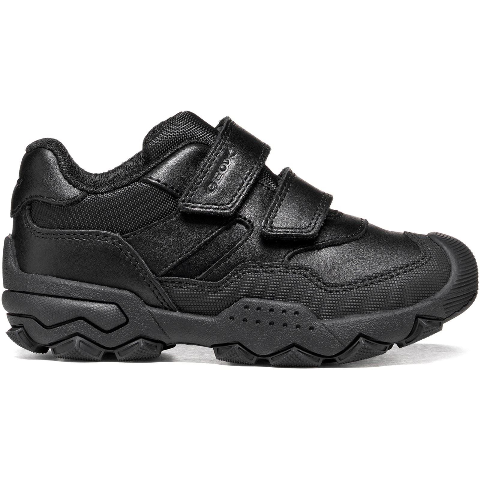 Geox J Buller Leather Black Trainers