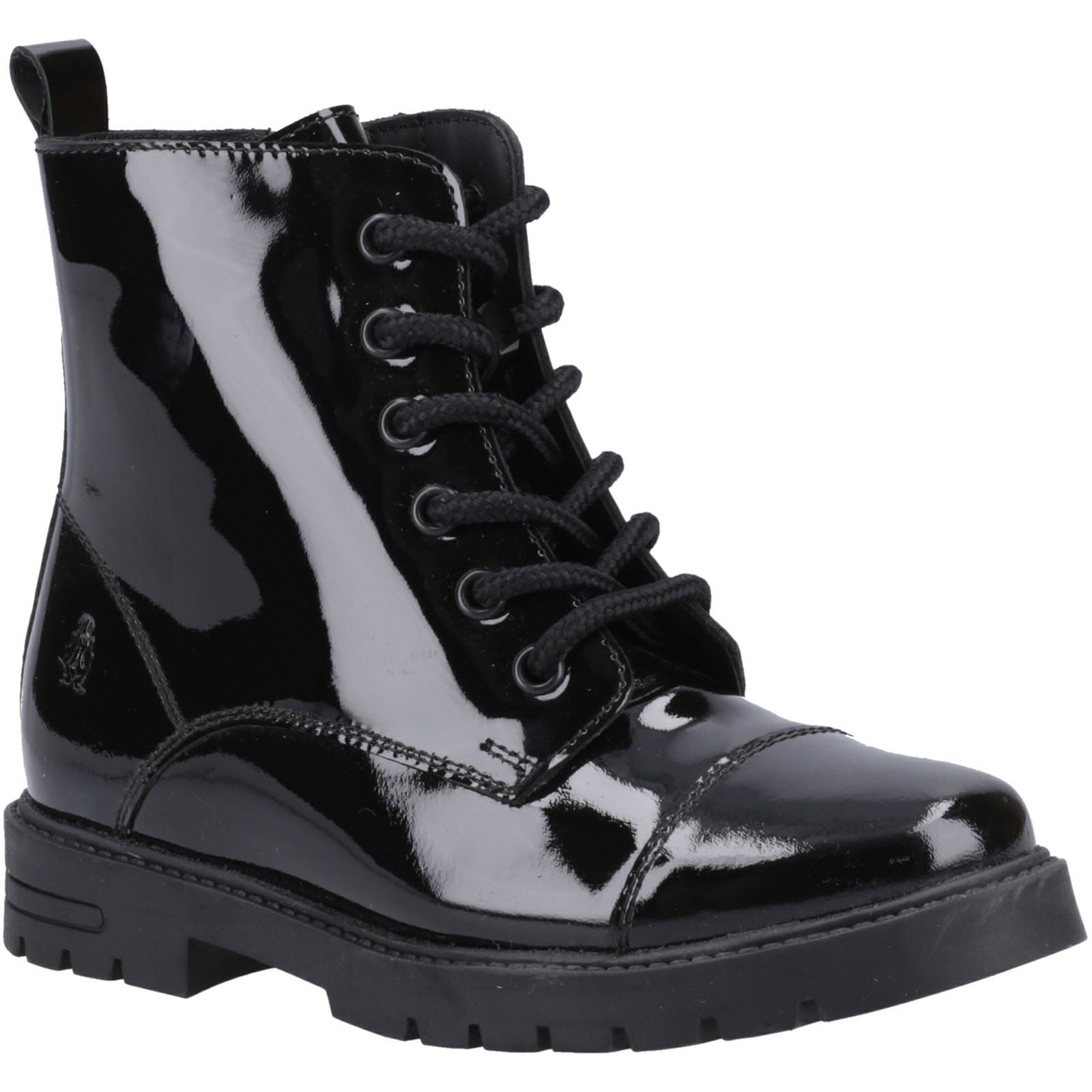 Hush Puppies Lauren Patent Leather Junior Black Boots