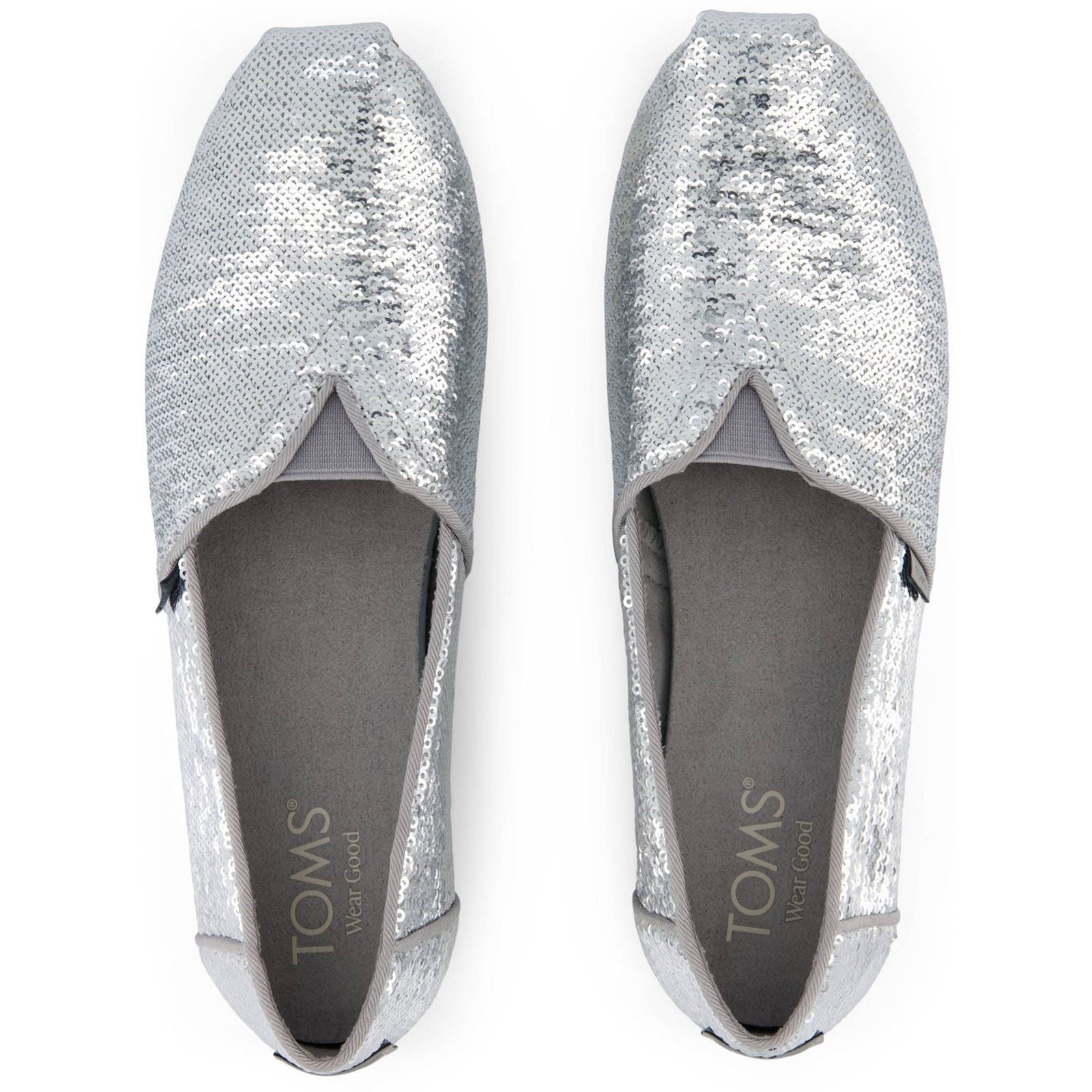 TOMS Alpargata Sequins Textile Women's Silver Espadrilles