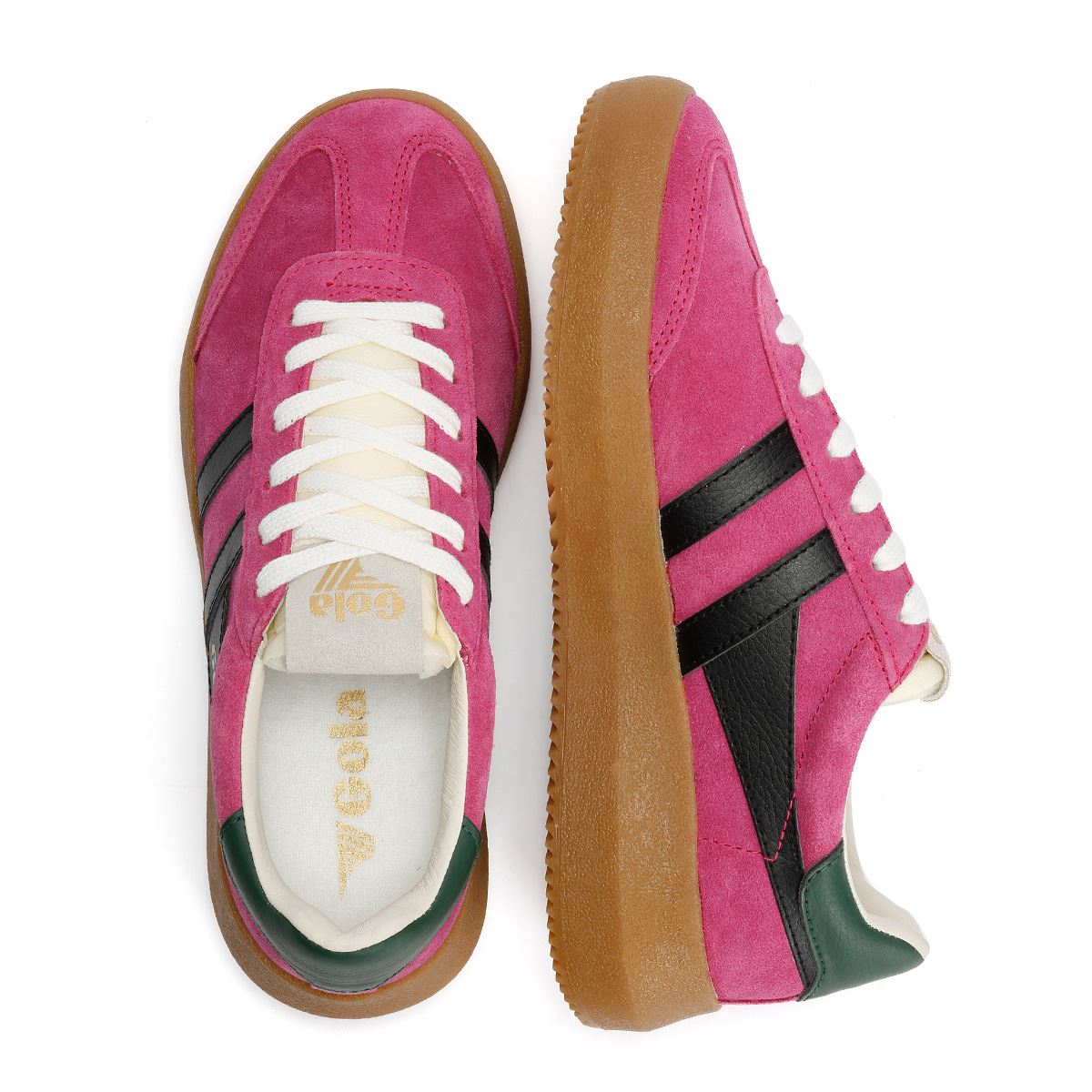 Gola Athena Suede Women's Fuchsia/Black/Evergreen Trainers